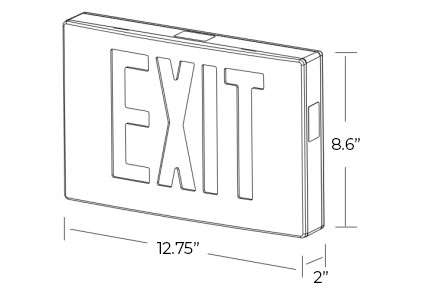Exit Sign, Cast Aluminum Red Dimensions