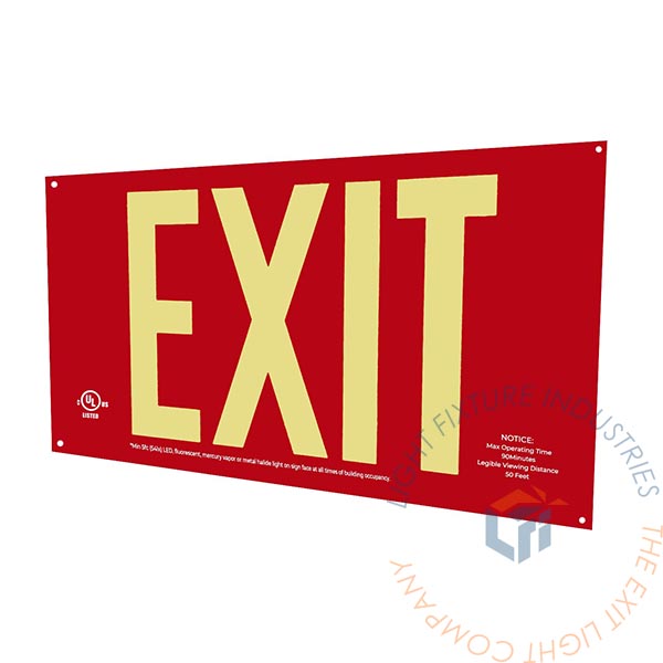 Exit Sign | Photoluminescent | Aluminum | UL Listed [PA2]