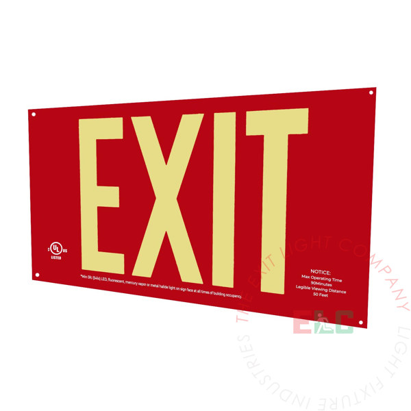 Exit Sign | Photoluminescent | Aluminum | UL Listed [PA2]