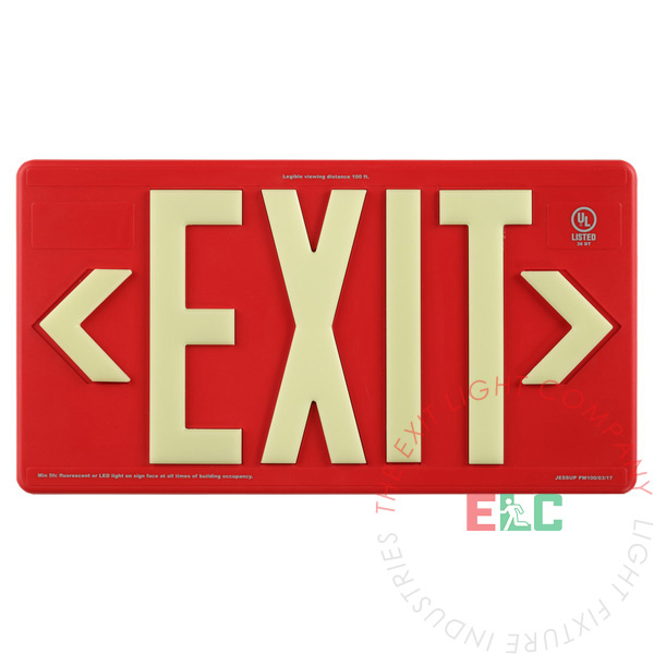Exit Sign | Photoluminescent | 100' View [PA100]