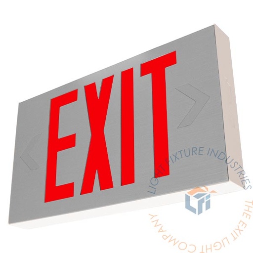 [EXAL-R] Exit Sign | Aluminum Red | Brushed Aluminum/White Housing | Battery Backup [EXAL-R]