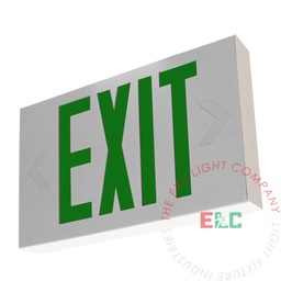[EXAL-G] Exit Sign | Aluminum Green | Brushed Aluminum/White Housing | Battery Backup [EXAL-G]