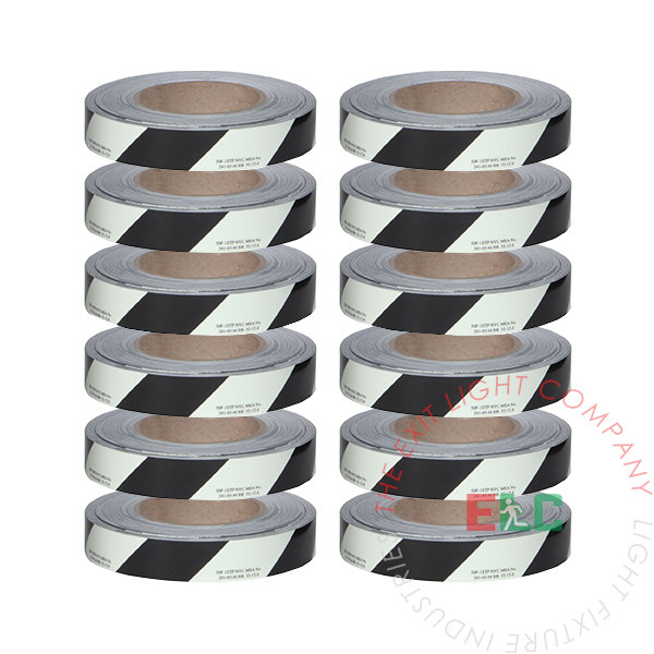 Marker | Photoluminescent | Safety Egress Tape (Striped) | 1 Case (12 Rolls of 1" x 100')