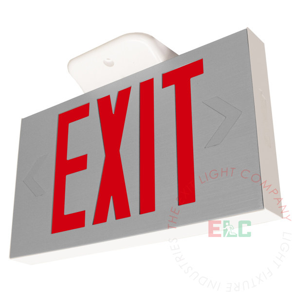 Exit Sign | Aluminum Red | Brushed Aluminum/White Housing | Battery Backup [EXAL-R]