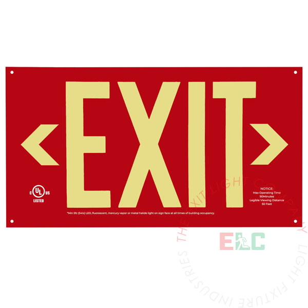 Exit Sign | Photoluminescent | Aluminum | UL Listed [PA2]