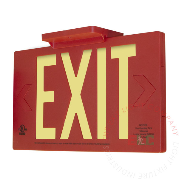 Exit Sign | Photoluminescent | Rigid Plastic | UL Listed [PA3]