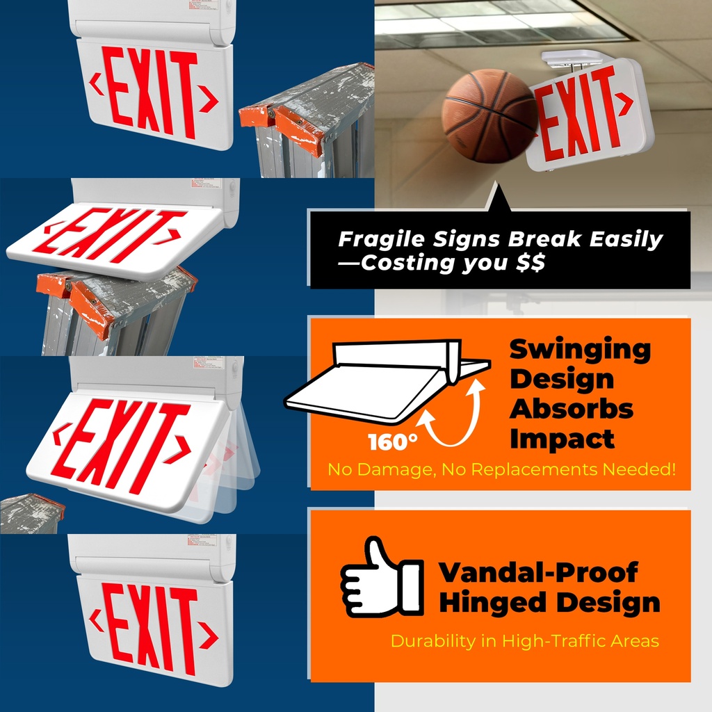 Exit Sign | Swinging Red LED Hinged Exit Sign [LEDSW-R]