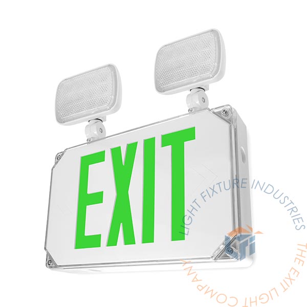 Combo | F Series Wet Location Rated Green | White Housing | Battery Backup [WLFCOMBO-G]