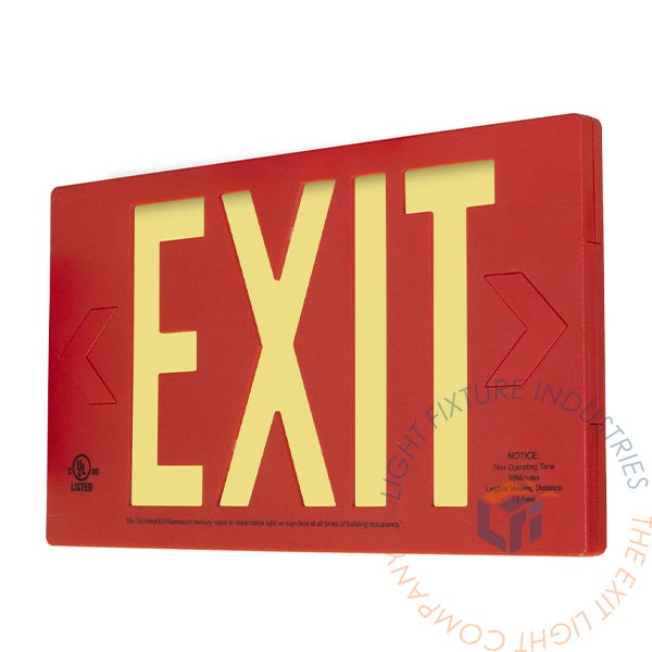 Exit Sign | Photoluminescent | Rigid Plastic | UL Listed [PA3]