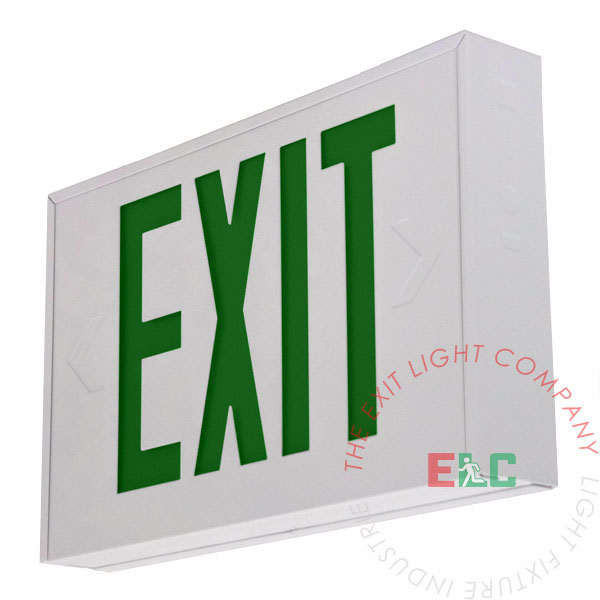 graduate Rebellion throne Exit Sign | Steel Green | White Housing [EXST-G] | Light Fixture Industries