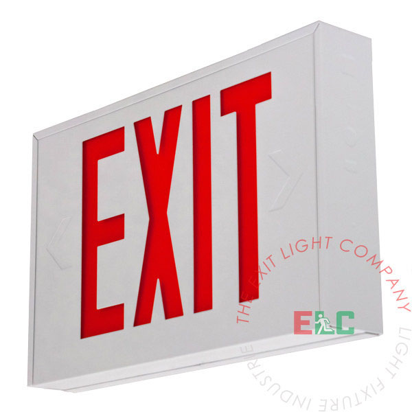 Wash windows Injection Angry Exit Sign | Steel Red | White Housing [EXST-R] | Light Fixture Industries