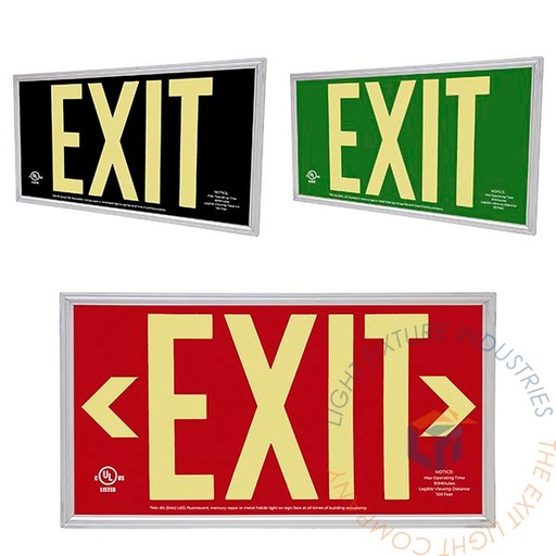 [PA2] Exit Sign | Photoluminescent | Aluminum | UL Listed [PA2]