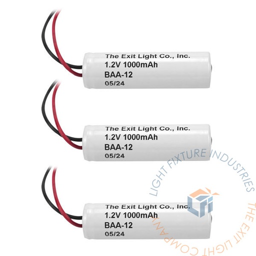 [BAA-1210-3] Battery | AA 1.2V 1000mAh NiCad | w/ lead | 3 Pack [BAA-1210-3]