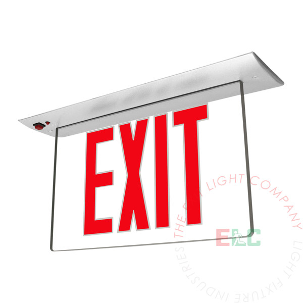 Exit Sign Edge Lit Recessed Series Red LED [ELRR] Light Fixture